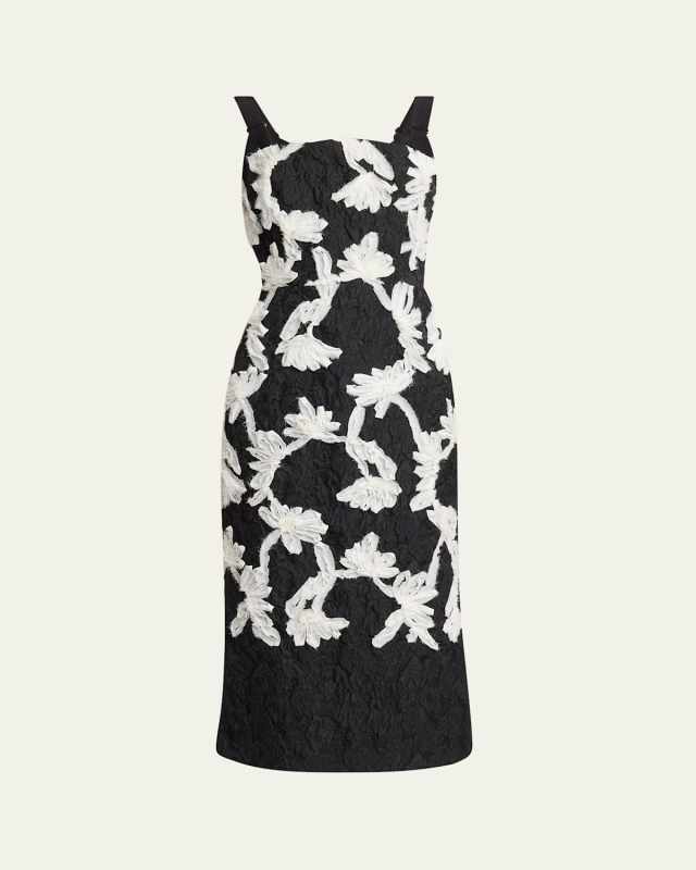 Sleeveless Cloque Midi Cocktail Dress